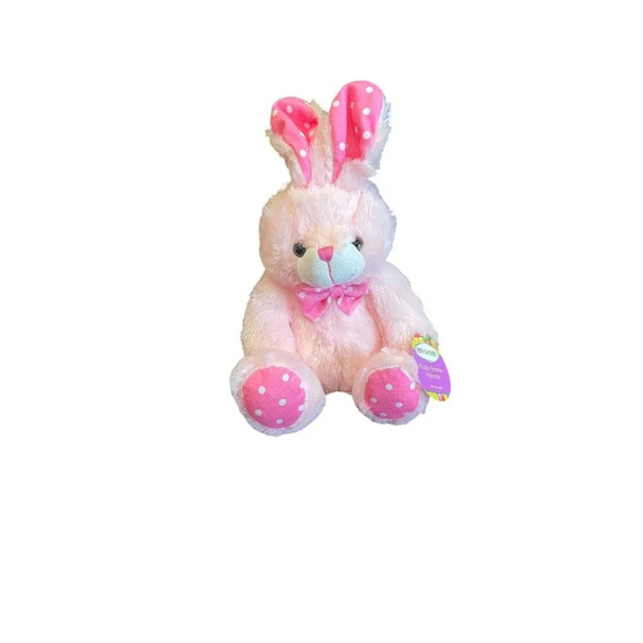 Best Made Toys Pink Plush Bunny Polka Dot Ears‎ & Feet Easter Stuffed Animal NEW - Picture 1 of 8